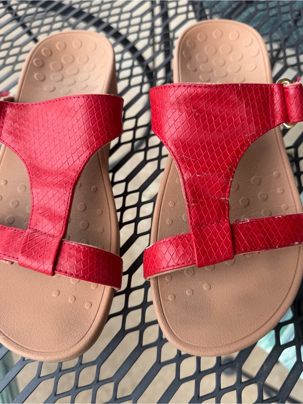 Vionic Red Textured Slide Sandals